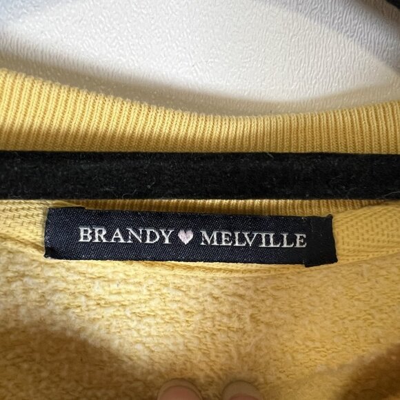 BRANDY MELVILLE‎ solid YELLOW honey Embroidered sweatshirt top One Size womens - Picture 6 of 11
